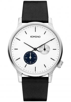 KOMONO  Winston Double Subs Blue Montre analogique &agrave; Quartz Japonais pour Homme avec Bracelet en Cuir