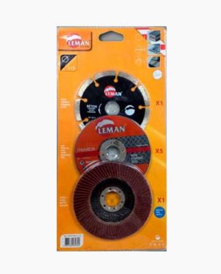 LEMAN Pack disques meuleuse 125 mm b&eacute;ton - inox - m&eacute;tal