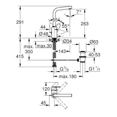 GROHE Mitigeur lavabo Eurodisc Cosmopolitan Bec haut - Taille L - 