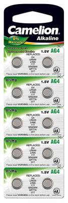 CAMELION Pack de 10 piles  alcaline ag4/lr66/lr626/377 0% mercury/hg