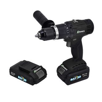 RIBIMEX Perceuse-visseuse &agrave; percussion R-bat20 batterie 20 volts 2 amp&egrave;res et 4 amp&egrave;res