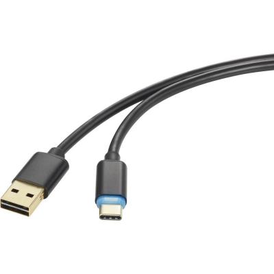 RENKFORCE C&acirc;ble USB USB 2.0 USB-A m&acirc;le, USB-C m&acirc;le 1.50 m noir connecteur utilisable des deux cot&eacute;s RF-4758090