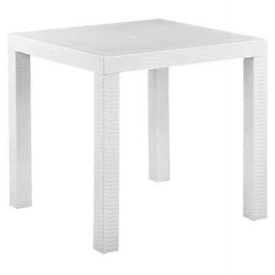 BELIANI Table de jardin 4 personnes en mati&egrave;re synth&eacute;tique blanc