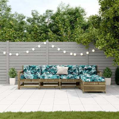 VIDAXL Salon De Jardin 5 Pcs Avec Coussins Bois De Pin Impr&eacute;gn&eacute;  