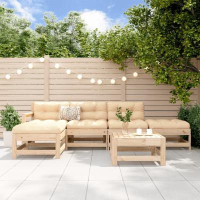 VIDAXL Salon de jardin modulable  bois massif marron 6 pieces x 66 x 70.5 5 personnes 
