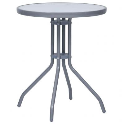 VIDAXL  - Table de jardin Gris clair 60 cm Acier et verre Light grey