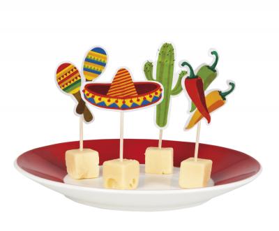 APTAFETES Sachet De 12 Piques Cocktail Fiesta Mexique - Multicolores