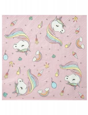  Serviette de table licorne rose (x20) REF/6243