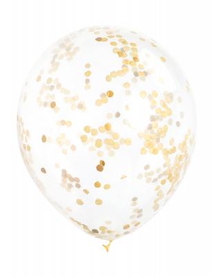 Unique Party - 49595 - Paquet de 6 Ballons Confettis - 30 cm - Or