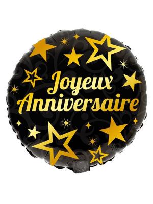 Ballon aluminium joyeux anniversaire dor&eacute; 45 cm