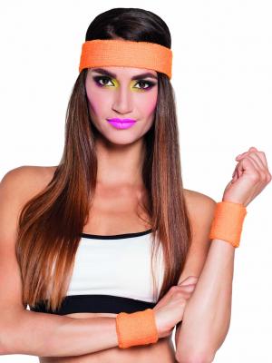 GENERIQUE Bandeau et poignets orange 80's adulte