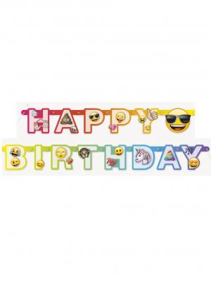  Banni&egrave;re en carton happy birthday Emoji Rainbow 1,8 m