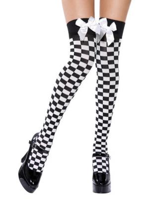 SMIFFYS  Bas opaque, imprime echecs ,Taille unique,Noir/Blanc