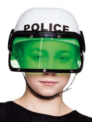 GENERIQUE Boland 01391 Casque de police pour enfant avec visi&egrave;re et mentonni&egrave;re Noir/blanc