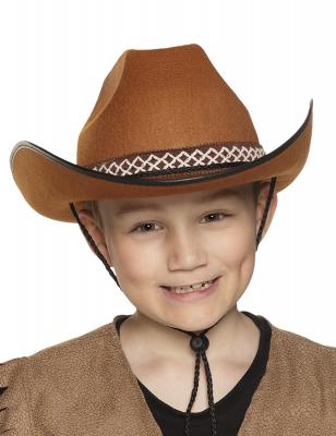 BOLAND Chapeau Cowboy Enfant -  - Brun - Ruban - Ficelle - Accessoire de d&eacute;guisement 