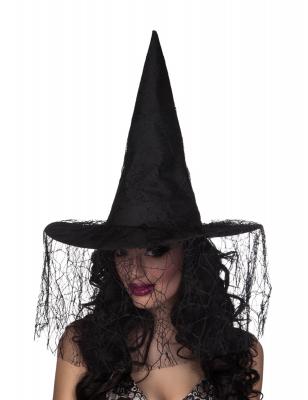 GENERIQUE Chapeau sorci&egrave;re noir avec voile araign&eacute;e femme Halloween