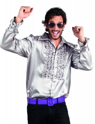 BOL G&eacute;n&eacute;rique Chemise Disco Argent&eacute;e Homme Taille L