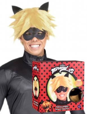 MY OTHER ME FUN COMPANY, SL Coffret perruque et masque Chat Noir Miraculous adulte