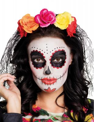 BOLAND BV Serre-T&ecirc;te Tiare Day of the Dead La Madrina avec Voile Noire