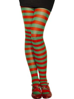 PL RH SMITH & SONS WIGMAKERS LTD TRADING AS SMIFFY S, Collants ray&eacute;s rouge et vert femme Taille Unique