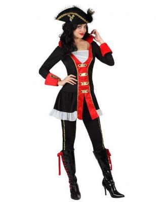ATOSA Deguisement De Capitaine De Pirate Femme Anglais - Noir / rouge - T-2
