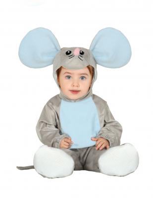 FIESTAS GUIRCA D&eacute;guisement combinaison avec capuche souris grise b&eacute;b&eacute;