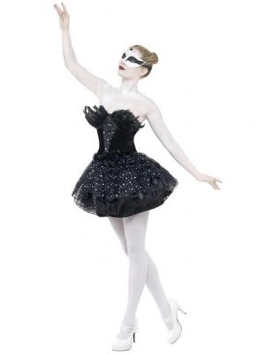 SMIFFYS  Costume mascarade cygne gothique, Noir, avec robe