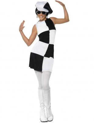 SMIFFYS Costume Robe 1960's Noir Et Blanche - M