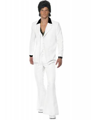 GENERIQUE Smiffys Costume des ann&eacute;es 70, blanc, veste avec fausse chemise, gilet et pantalon, Taille XL