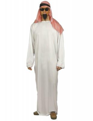 SMIFFY S Smiffys Costume Le Cheik, avec longue tunique et coiffe - BLANC - TAILLE L