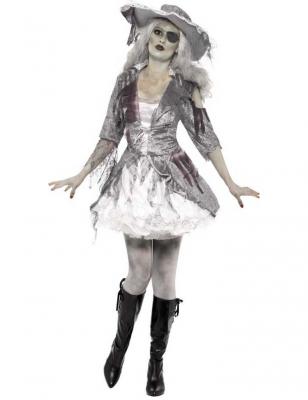 GENERIQUE D&eacute;guisement fant&ocirc;me pirate effet satin&eacute; femme Halloween