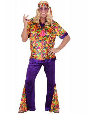 WIDMANN Costume Hippie Homme Velours - Multicolores - XL