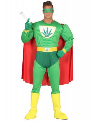 ALPEXE D&eacute;guisement humoristique super h&eacute;ros feuille de cannabis adulte