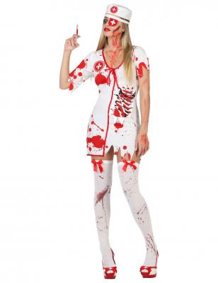 GENERIQUE D&eacute;guisement infirmi&egrave;re ensanglant&eacute;e femme Halloween XS / S