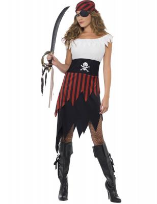 SMIFFYS Pirate Wench Costume, Female Uk Dress 16-18