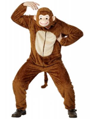 GENERIQUE Smiffys 31677 Costume de singe, adulte, comprend combinaison pantalon avec capuche,Marron,L