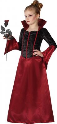 GENERIQUE D&eacute;guisement vampire rouge et noir fille Halloween 5 &agrave; 6 ans