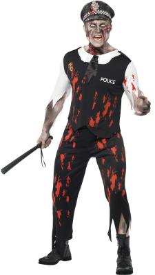 GENERIQUE D&eacute;guisement zombie policier homme Halloween Medium