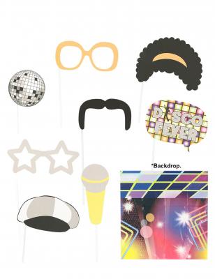 Accessoires Photobooth Disco avec arri&egrave;re plan 75x5cm (x9)