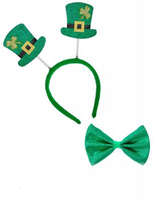 WIDMANN Kit serre-t&ecirc;te et noeud papillon adulte Saint Patrick
