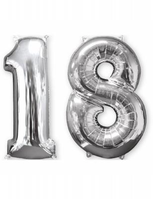 GENERIQUE Lot de 2 ballons aluminium chiffre argent 18