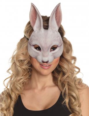 BOLAND Demi-masque lapin - NO NAME - photor&eacute;aliste en polyester - blanc - int&eacute;rieur - adulte