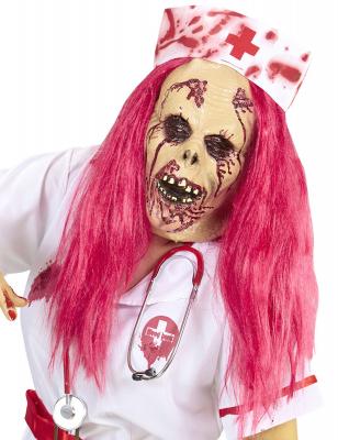 WIDMANN W - Demi-Masque infirmi&egrave;re Zombie, Mixte Adulte, 11010469, Rouge, Taille Unique