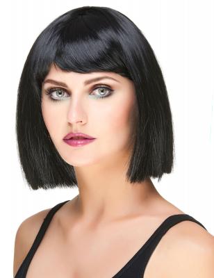 VEGAOO Perruque carr&eacute; noire &agrave; frange femme - Noir 