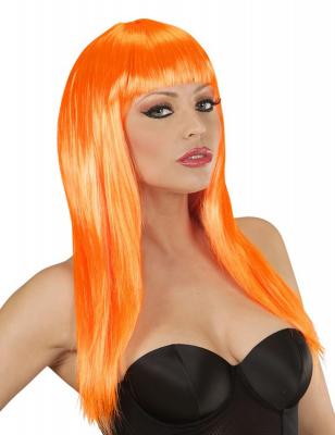 GENERIQUE Perruque longue orange a&nbsp; frange femme 