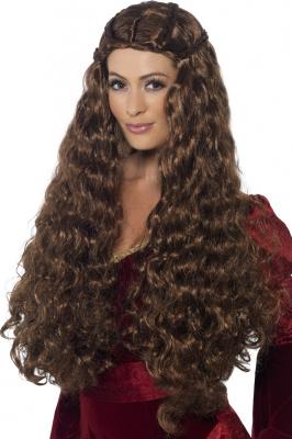 SMIFFYS Perruque De Reine Medievale Chatain Femme - Chatain