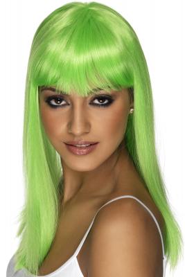 SMIFFYS  Parrucca Lunga Con Frangia Verde Neon