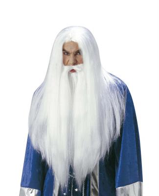 WIDMANN  - Pe782 - Perruque Sorcier Avec Barbe et Elastique, Blanc