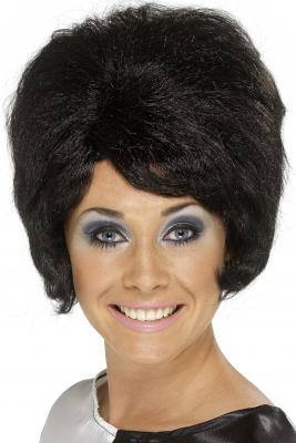 SMIFFY?S Smiffys Perruque ruche des ann&eacute;es 60, noire, cheveux courts