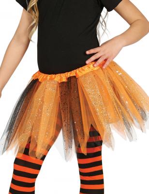 FIESTAS GUIRCA, S.L. Tutu bicolore noir et orange &agrave; paillettes fille